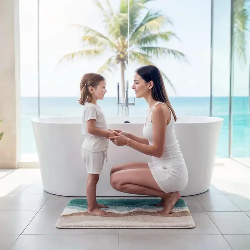 Miniatura 5 de Alfombras de baño de microfibra, absorbentes, suaves, peludas para ducha, bañera, fregadero, inodoro, tapetes de felpa antideslizantes para sala