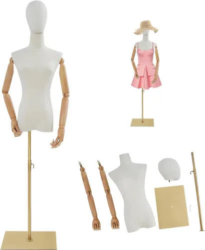 Miniatura 10 de Vestido de maniquí femenino de altura ajustable de 55 a 80 pulgadas, cuerpo de maniquí con soporte de metal (negro, 55-80 pulgadas)