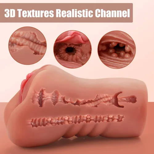 Miniatura 2 de Masturbadores masculinos con vagina de bolsillo de textura 3D realista y ano apretado, muñeca sexual, juguete adulto, juego anal y de felación