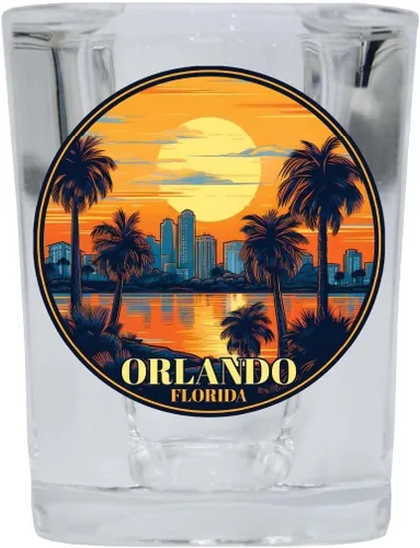 Miniatura 4 de Orlando Florida B Souvenir - Vaso de chupito cuadrado de 2.5 onzas, base azul individual