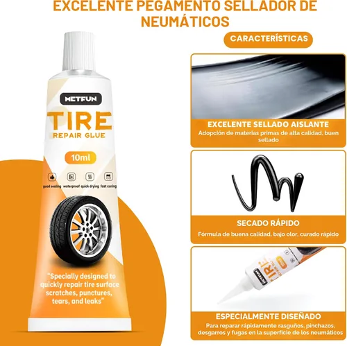 Miniatura 3 de Kit de 40 piezas de clavos de hule para reparación de neumáticos con 2 tubos de pegamento sellador de neumáticos negro, kit de 2026 nuevos tapones