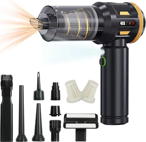 Aspiradora de Coche Portátil Inalámbrica con Motor BLDC, Aspiradora de Mano Inalámbrica de 3 Potencias 17000Pa Máx, Aspiradora Recargable para