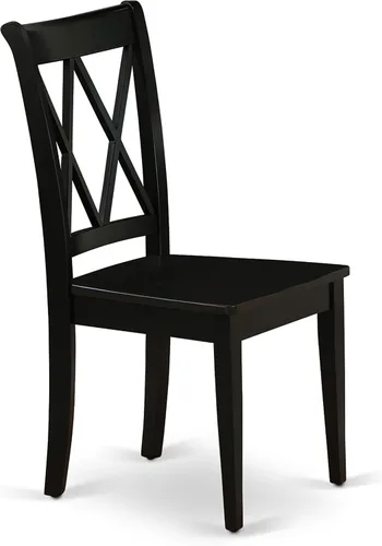 Miniatura 5 de East West Furniture CLC-BLK-W Clarksville - Sillas de comedor de madera con respaldo cruzado doble, juego de 2, color negro