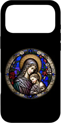 Miniatura 21 de Funda para iPhone 11 Religious Blessed Virgin María y Jesús con diseño de vidrieras