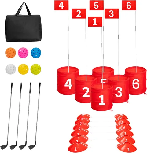 SJEhome Juego de golf de 6 hoyos para adultos al aire libre e interior, regalos de práctica para patio, césped, parque, patio, playa