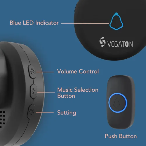 Miniatura 3 de Kits de timbre inalámbrico con nivel de impermeabilidad IP55, rango de 500 pies, 5 niveles de volumen con 32 timbres de puerta, flash LED