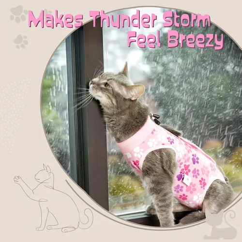 Miniatura 12 de Traje de recuperación para gatos: Traje de poscirugía azul suave para gatos con diseño de huella de pata - Traje de recuperación elástico