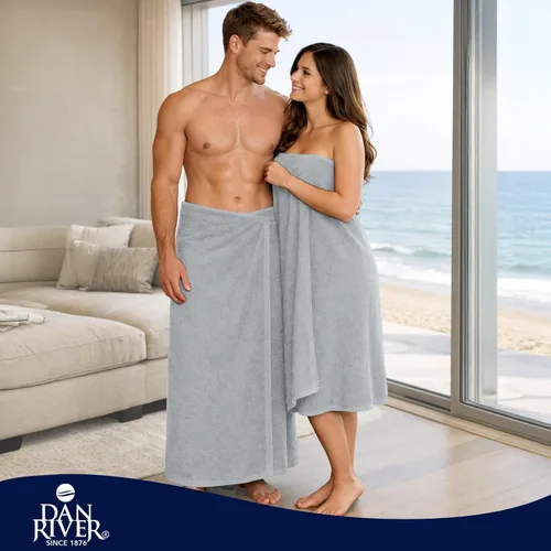 Miniatura 128 de DAN RIVER Paquete de 2 sábanas de baño de 35x70 pulgadas, sábanas de baño jumbo acanaladas para adultos, toallas grandes gruesas y absorbentes