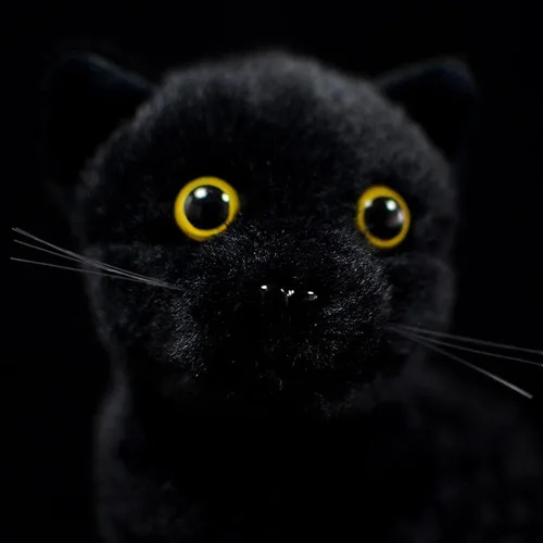 Miniatura 7 de Tiny Heart Juguete de peluche suave de imitación de gato negro de 9 pulgadas de largo, lindo y realista juguete de peluche de gato negro para niños