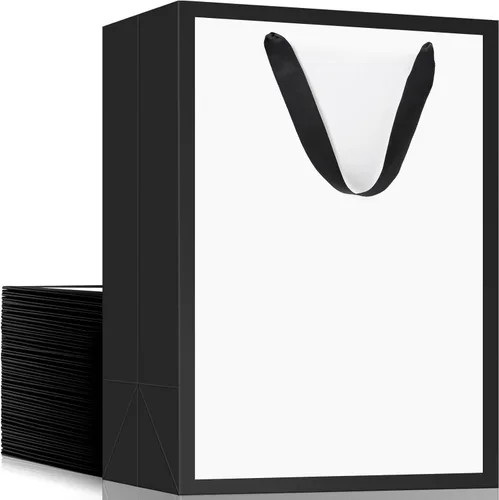 Miniatura 29 de EUSOAR Bolsas de compras y mercancías, tamaño mediano, 25 piezas de 7.8 x 3.9 x 11 pulgadas, bolsas de regalo reciclables de papel kraft marrón