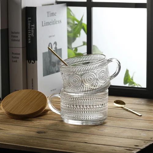 Miniatura 7 de Juego de 4 tazas de café vintage, regalos para mujeres, recipientes de avena durante la noche con tapas y cucharas de bambú, tazas de vidrio