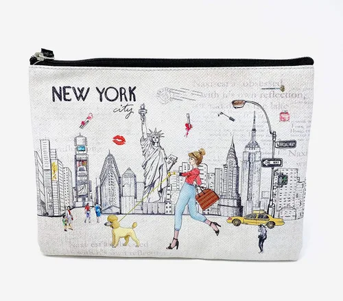 Miniatura 2 de Bolso grande de la mano del bolso del maquillaje del bolso de la cremallera del recuerdo de Nueva York para niñas y mujeres, JP-330133A, Bolso
