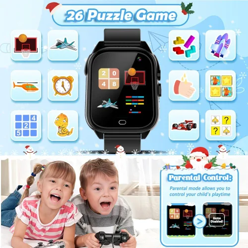 Miniatura 4 de Reloj inteligente impermeable para niños de 3 a 12 años de edad niños niñas, juguetes con 26 juegos, cámara de video, podómetro, reproductor