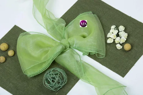 VDS Paquete de 25 unidades, color verde manzana, bandas de organza para silla de comedor de tul transparente, lazos para boda, cumpleaños,