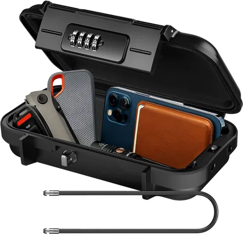 Miniatura 9 de Caja de cerradura de llave con combinación de 4 dígitos, caja fuerte portátil con cable extraíble, caja de almacenamiento de llaves impermeable
