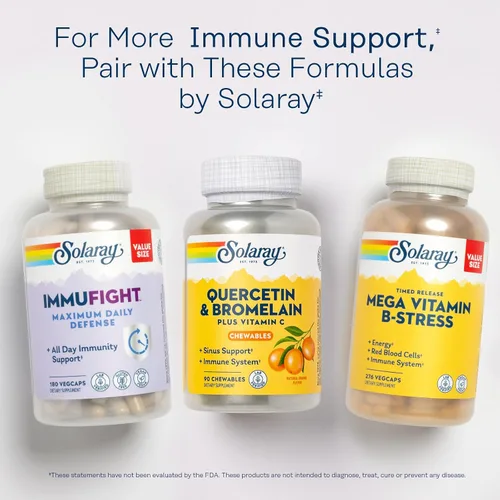 Miniatura 6 de SOLARAY Quercetina con bromelina y vitamina C masticables - Suplemento de apoyo inmunológico - Complejo de defensa inmunológica y salud cardíaca