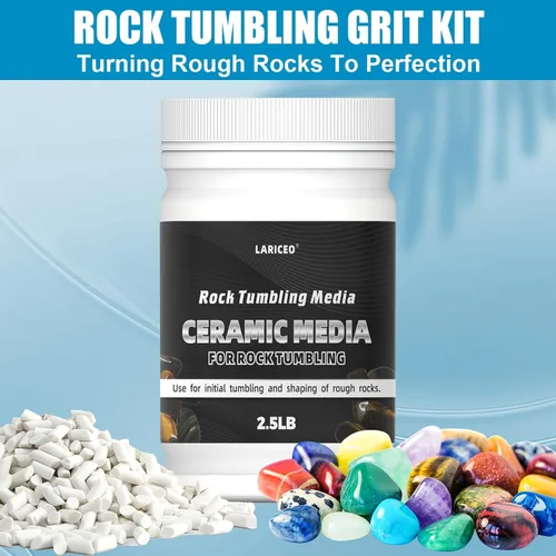 Miniatura 2 de Medios de cerámica de 2.5 libras para pulir rocas, medios de relleno de cerámica de 3/16 pulgadas x 3/8 pulgadas, no abrasivos, reutilizables