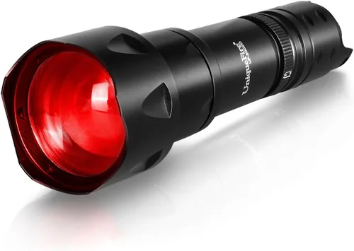 Linterna roja LED 2002D para caza nocturna, lente Fresnel con zoom y luz roja depredadora con interruptor de atenuación rápida y soporte, linterna