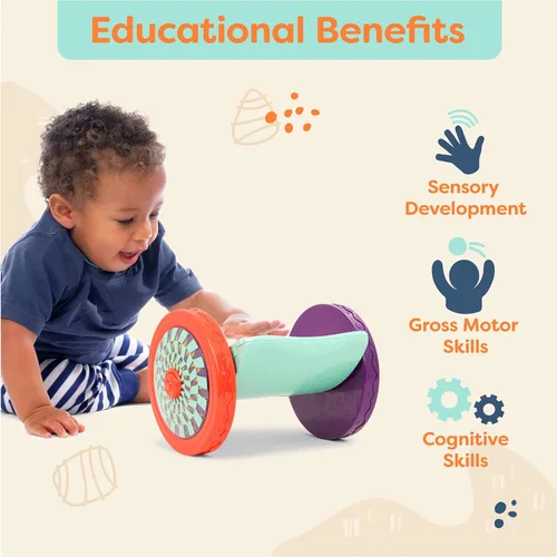 Miniatura 4 de B. toys – Juguetes para bebés con espejo y ruedas sensoriales rodantes – Espejo interactivo Roly-Poly para tiempo boca abajo y gateo – Aprendizaje