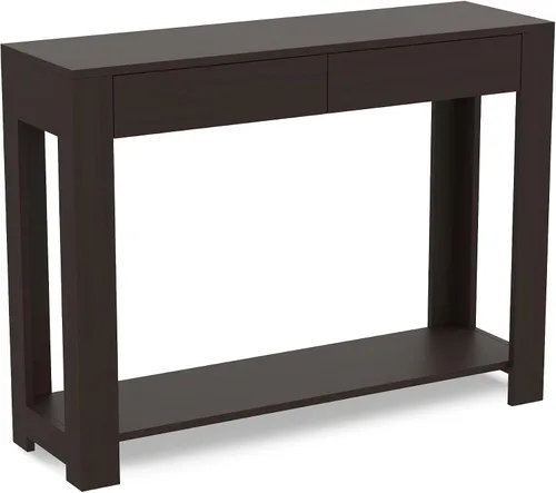 Miniatura 6 de Safdie & Co. - Mesa consola de color gris pardo oscuro con estante, mesa de pasillo rectangular con cajones, uso como mesa de entrada, escritorio