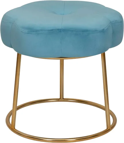 Miniatura 13 de Linon Talulah - Taburete decorativo y tocador azul claro y dorado