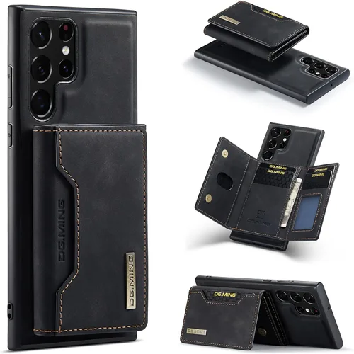 Funda de piel desmontable 2 en 1 para Samsung Galaxy S22 Ultra 5G con bolsillo para tarjetero, fundas delgadas para teléfono de 6.8 pulgadas (negro,