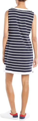 Miniatura 3 de Nautica Vestido tipo polo de algodón elástico con cuello en V y rayas bretonas para mujer