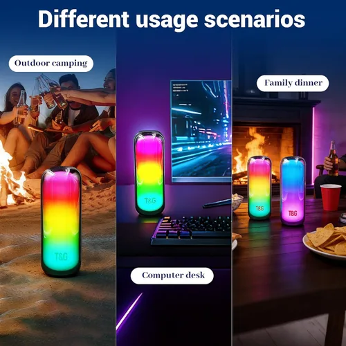 Miniatura 9 de T&G Altavoces Bluetooth, Altavoz Estéreo Inalámbrico Portátil con Luces de Colores, IPX4 Impermeable, Regalos de Elefante Blanco para Adultos