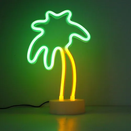 Miniatura 9 de ENUOLI Letreros de neón de palmera de coco LED con batería, alimentados por USB, luz de neón con base de soporte para suministros de fiesta, Árbol