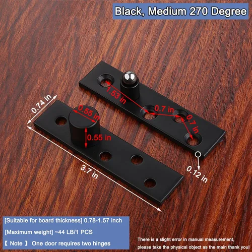 Miniatura 3 de Bisagra giratoria de acero inoxidable de 270 grados, bisagras de ocultación de puerta, bisagras de pivote hacia arriba, eje inferior, color negro