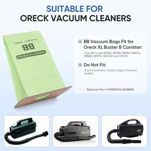 Miniatura 2 de BB Bolsas compactas de repuesto para Oreck XL Buster B AK1BB8A compatibles con BB180 BB280 BB850 BB870 BB880 BB900 BB1000 MV160CC1600 con 6 filtros