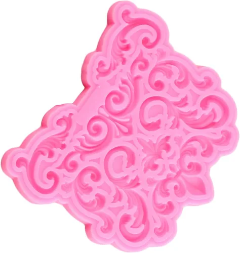 Miniatura 7 de Moldes barrocos de silicona para fondant de encaje de volutas para alivio de flores de caramelo, molde de filigrana esculpido en 3D para decoración