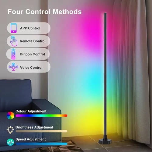 Miniatura 6 de Lámpara de pie de esquina, lámpara de esquina LED RGB con sincronización de música, aplicación inteligente y control remoto, luz ambiental que