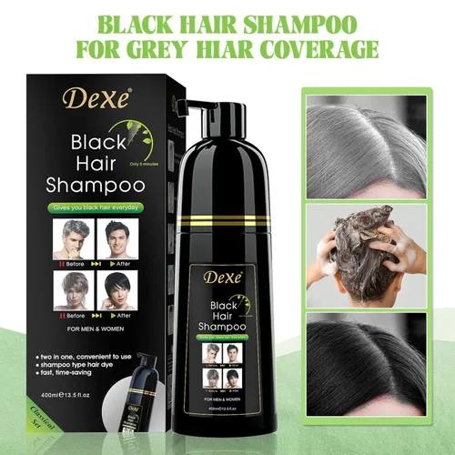 Miniatura 2 de Vedora Champú instantáneo para cabello negro, 13.5 fl oz, champú semipermanente DeXe negro tinte para cabello natural, dura 30 días, fórmula