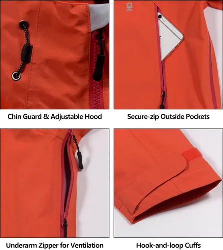 Miniatura 5 de Little Donkey Andy Men's High-performance 3L Hard Shell Waterproof Rain Jacket Breathable Rain Gear for Hiking,Travelling