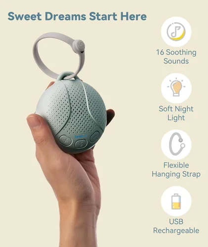 Miniatura 2 de Máquina de ruido blanco para bebés y niños - Chupete de sueño para bebés Máquina de sonido portátil con luz nocturna para guardería 16 sonidos