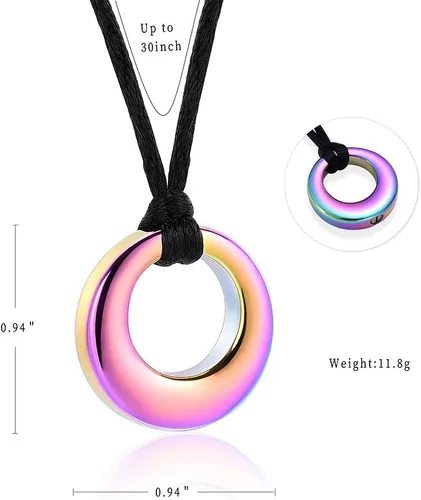 Miniatura 3 de Hearbeingt Collar de urna de cremación para cenizas para mujeres y hombres, colgante conmemorativo con cristal circular, Acero inoxidable, Acero