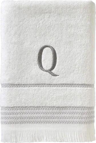 Miniatura 91 de SKL Home Toalla de baño casual con monograma, S, 28 x 54 pulgadas, color blanco