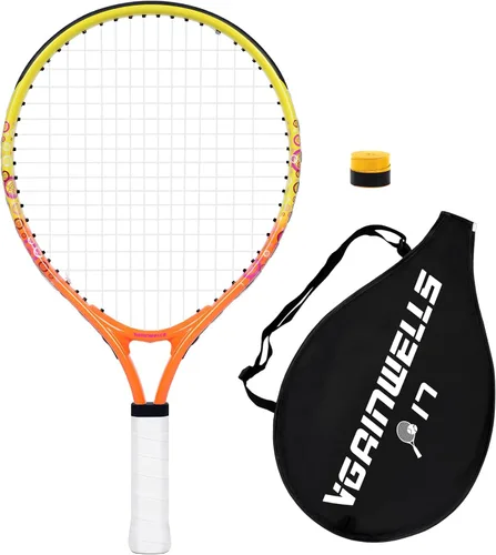 Miniatura 15 de Raqueta de tenis para niños de 17"-23" para edades de 2-9 años, ligera y duradera, incluye 1 raqueta de tenis para niños pequeños y 1 cintas