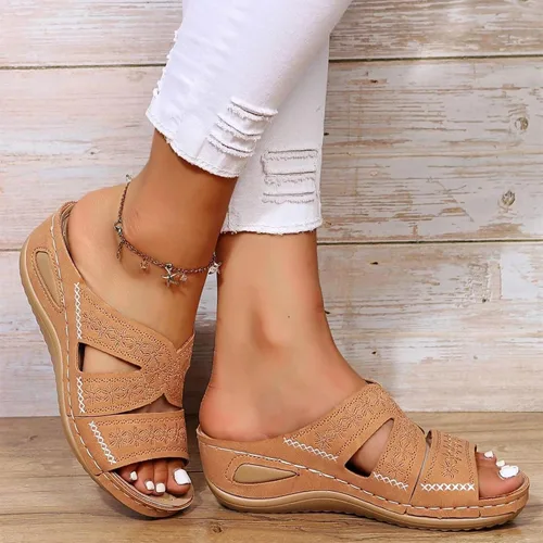 Miniatura 8 de Sandalias ortopédicas con soporte de arco para mujer, sandalias de cuña para mujer, sandalias para caminar, cómodas sandalias de plataforma