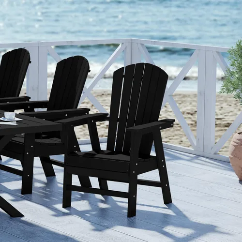 Miniatura 22 de WestinTrends Malibu Outdoor Patio HDPE Adirondack Silla de comedor para patio, color negro
