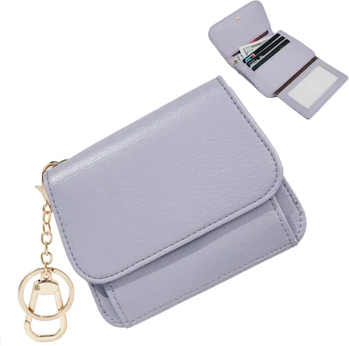 Miniatura 22 de Cartera pequeña para mujer, con bloqueo RFID, delgada y bolsillo para monedas, tarjetero plegable para tarjetas de crédito con ventana