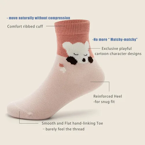 Miniatura 28 de Aisyee Calcetines de algodón para niños, calcetines sin costuras para niños, calcetines coloridos de cuarto de punto, paquete de 6