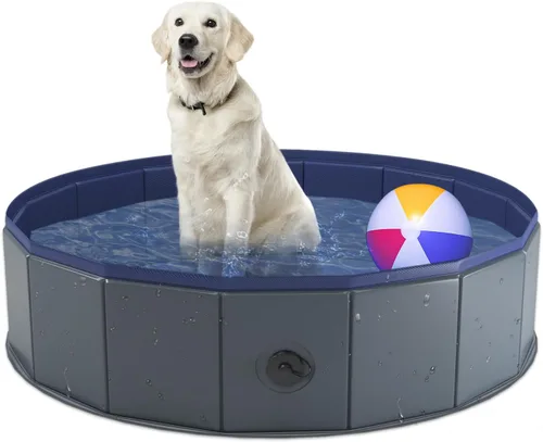 Miniatura 12 de Niubya - Alberca plegable para perros de plástico duro, bañera portátil para mascotas, perros y gatos, piscina para vadeo de mascotas