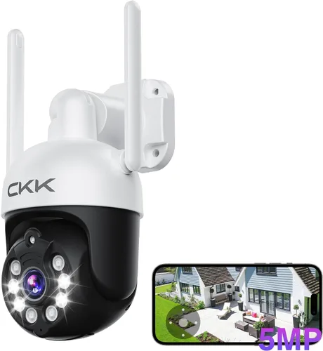 Miniatura 10 de CKK Cámara de doble lente de 2 MP, WiFi inalámbrica de 2.4/5 GHz, cámaras de seguridad para exteriores Plug & Play para zoom de 10X Pane Tilt 360°