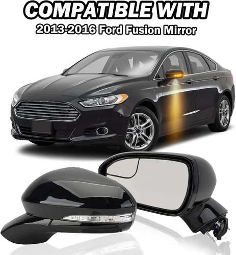 Miniatura 6 de Espejo Lateral Izquierdo del Conductor para Ford Fusion Sedan S SE SE Híbrido 2013 2014 2015 2016, Espejo Eléctrico con Calefacción, Luz de Señal