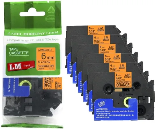 Miniatura 2 de Paquete de 1 unidad LM Tapes LMe511 Premium de 1/4 de pulgada con impresión negra en etiqueta azul compatible con Brother TZe-511 P-Touch, incluye
