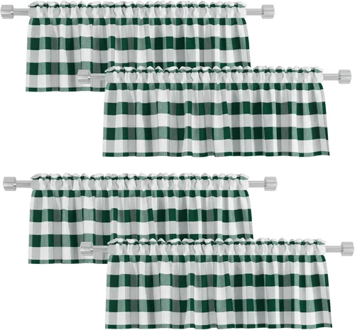 Miniatura 8 de 4 cenefas de cuadros de búfalo para ventanas de sala de estar, 16 pulgadas de largo, diseño clásico a cuadros a cuadros para dormitorio, baño