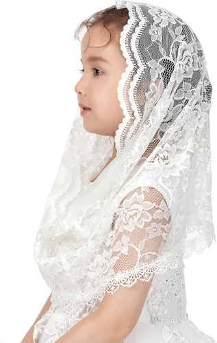 PAMOR Infinity First Comunion Veils for Girls Lace Chapel Veil Mantilla Veils Latin Miss Church Velo para Bautismo Católico