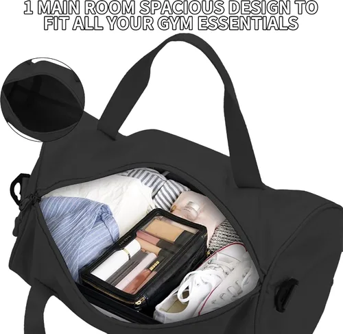 Miniatura 6 de Mini bolsa de gimnasio para mujer, bolsa de lona pequeña, mini bolsa de gimnasio, bolsa deportiva para yoga, natación, baile (negro)